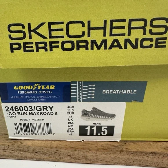 New NIB Mens Skechers Go Run‎ Maxroad 5 Gray Athletic Sneakers Shoes Size 11.5 M